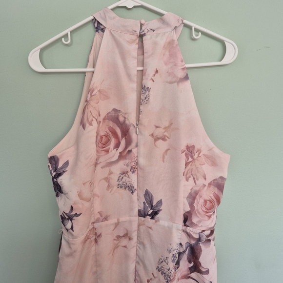 Suzy Shier Women's Romantic Feminine Pink Floral Halter Rose Dress Size M - Picture 7 of 9